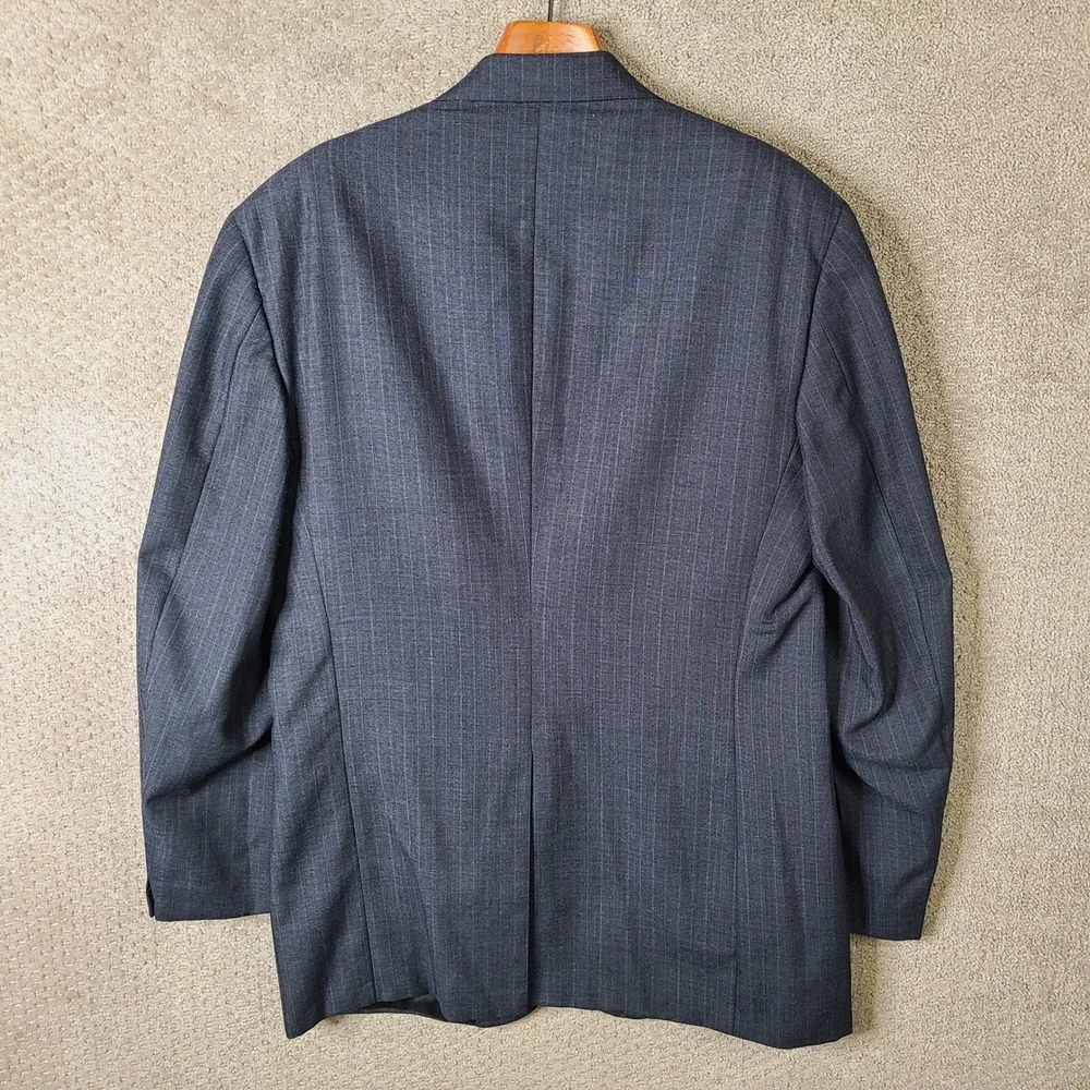 Vintage John Weitz by Palm Beach Jacket Men 42L Gray Striped Blazer 2 Button USA